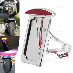 Chrome Vertical Motorcycle Side Mounts License Plate Bracket Holder For Harley - Bild 1 von 8