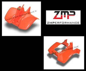 NEW SUZUKI LT50 84 - 87 QUADRUNNER PLASTIC ORANGE FRONT AND REAR FENDER SET - Picture 1 of 1
