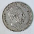 1891 E Germany Saxony Albert Funf 5 Mark Silver Coin
