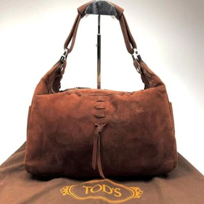 TOD'S Leather Suede Brown One-shoulder bag Handbag Tote Women Used VG JPN - Image 1 of 4