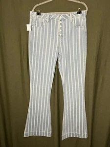 Rock And Roll Denim Women's Button Bells High Rise denim Striped Flare 32x36 - Picture 1 of 12