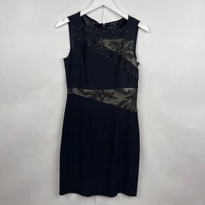 Maria Bianca Nero Lace and Sequin Embellished Little Black Dress Size Medium - Picture 1 of 13