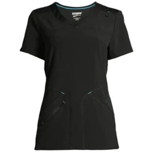 Blusa Médica Scrubstar Para Mujer Moda Rendimiento Simulado Envolvente Negra Talla 3XL NUEVA - Imagen 1 de 5
