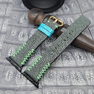 Polished Stingray Leather Watch Band for Apple Watch size 38/40/41mm - Picture 1 of 8