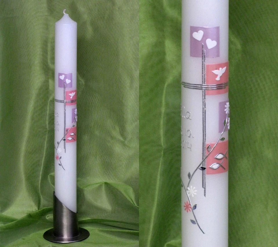 SILKES-KERZENLADEN Kommunionkerze / Taufkerze ♥ reine Handarbeit ♥ - inkl. Beschriftung ! P 77