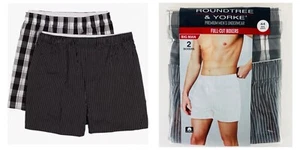 2-Pack of Roundtree & Yorke Big Man 100% Cotton Full-Cut Boxers, Black & White - Picture 1 of 4
