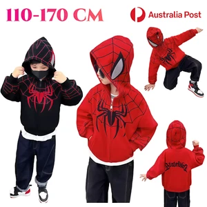 Kids Spiderman Jacket Hooded Sweatshirt Cartoon Zipper Long Sleeve Halloween AU - Picture 1 of 15