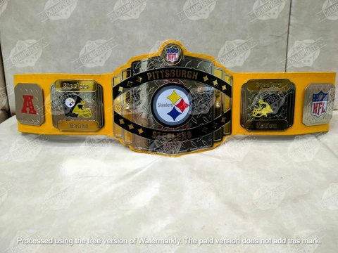 Pittsburgh Steelers NFL Championship Belt Adult Size 2mm Brass Cover
