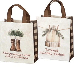 Bolsa de regalo diaria de doble cara | Deseos navideños más cálidos | Primitives de Kathy - Imagen 1 de 3