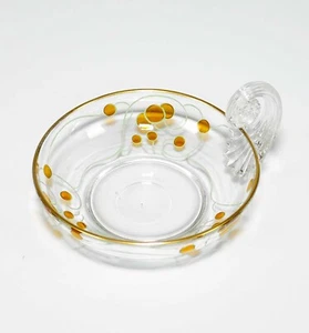 Ciotola in vetro Art Nouveau manico sedano ambra Heckert decorazione Sutterlin 1903 - Foto 1 di 8