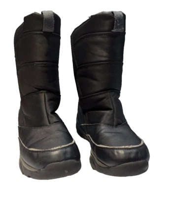 LANDS END KIDS Snow Boots Youth 5M 459894 Black INSULATED WINTER EZ Fasten - Image 1 of 4