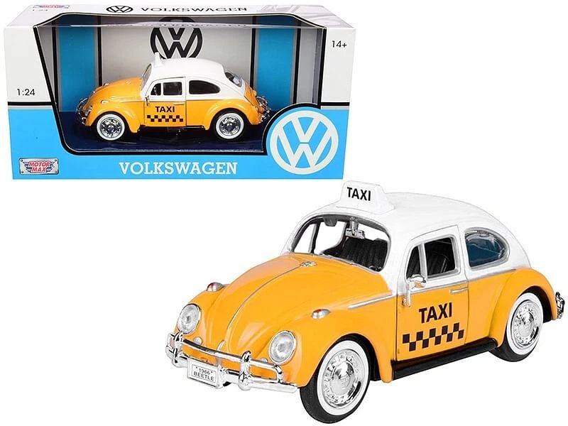 1966 Volkswagen Beetle "Taxi" Yellow with White Top 1/24 Diecast Model Car by Mo - Image 1 of 1