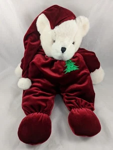 Dan Dee Christmas Bear 18 Inch White Burgandy Puffy Outfit Stuffed Animal Toy - Picture 1 of 7