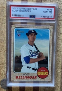 2017 Topps Heritage CODY BELLINGER Rookie Card RC #678 PSA 10 - Cubs - Picture 1 of 2