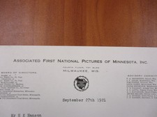 Movie Letterhead Associated First Pictures Skipper strikes it Rich 9/27/1921