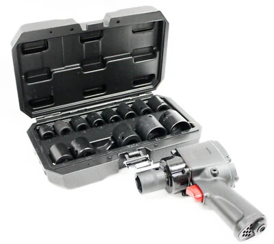 Llave de impacto neumática Stubby 1/2" Dr. Air 400 ft. lb con enchufes poco profundos de 14 piezas Foto 1 de 4