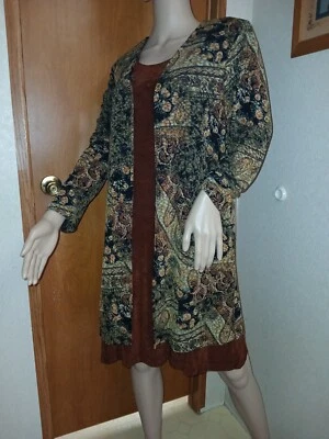 Coldwater Creek Travel Knit Knee Length 2 PC Dress Set Size PM - Image 1 of 4