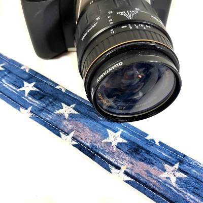 Blue Rustic Stars Camera Strap - Stars on Blue -Double Padded Comfortable Camera - Image 1 of 4