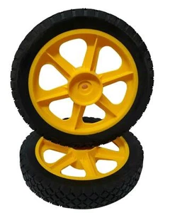 (2) Lawnmower Wheels Yellow 1/2" Bore 1-5/8" Through Bore 11-3/4" Tall -D - Picture 1 of 4