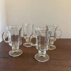 Set Of 4 Irish Coffee Mugs Optic 244ml - Ribbed Panels - Picture 1 of 10