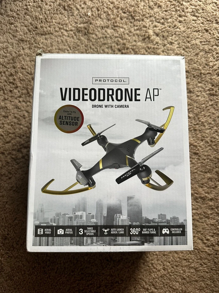 Protocol VideoDrone AP Drone with Camera, Remote Control, Black/Gold No Charger - Image 1 of 4