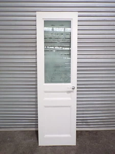 Solid Timber 2 Panel Door with Etched Glass 690mm wide, 3se - Picture 1 of 10