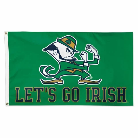 Notre Dame Fighting Irish Let's Go Irish  3'X5' DELUXE FLAG BRAND NEW  USA MADE Cover