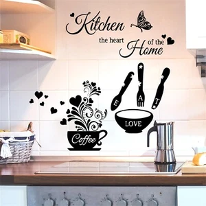 Kitchen Wall Decals Dining Room Inspirational Quotes Wall Decor Stickers Blac... - Picture 1 of 6