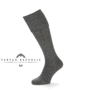 New Scottish Tartan Republic Kilt Hose Socks For Kilts - Light Grey - 3 Sizes