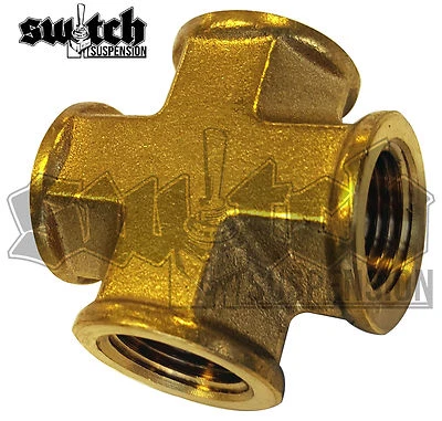 Brass Pipe Fitting 3/8 NPT Female Cross 4 Way Equal Forged Connector Coupling - Image 1 of 4