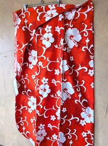 Vintage Hawaiian Sarong Wrap Dress Orange White One SIze Hilo Hatties New w Tag - Picture 1 of 11