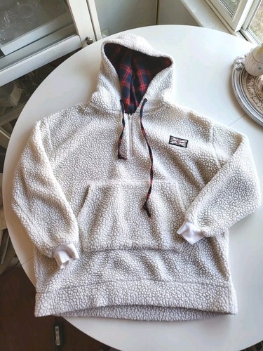 OFF WHITE Felpa con cappuccio a quadretti bianca crema bianca sfocata 1 4 cerniera piccola media