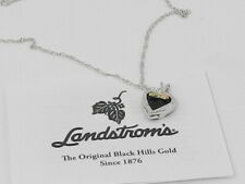Landstrom's  Black Hills Gold Onyx Heart  Necklace in Sterling Silver with Gold