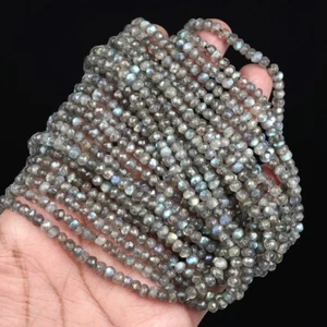 3-4 mm natürliche auffällige Labradorit facettierte Rondelle Edelstein lose Perlen Handwerk 12" - Bild 1 von 10