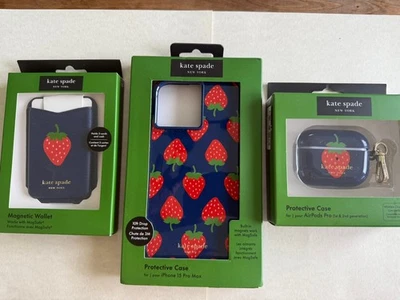 Nuevo en caja-Kate Spade iPhone 15 Pro Max, billetera magnética y paquete de protección AirPod Pro Foto 1 de 4