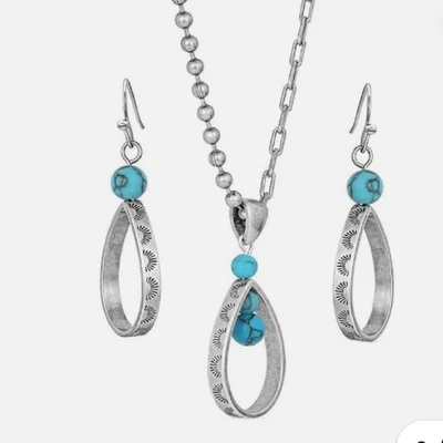 Montana Silversmiths Down to Earth Teardrop Necklace & Earrings Set - Image 1 of 4