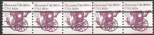 USA Briefmarke #1904a 10.9c. Hansom Cab Coil Strip of 5 Plate #2 PC MNH - Bild 1 von 1