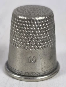 Vintage Silver Tone Metal Thimble Size 10 - Picture 1 of 3