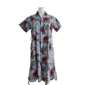 ZARA Hemdblusenkleid blau-weiß gestreift Blumen Button Down XS - Bild 1 von 11