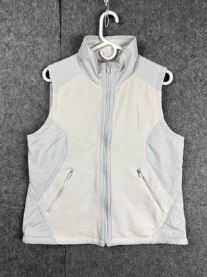 Colete de corrida feminino Lululemon forrado de lã 10 branco cinza zíper completo academia de treino - Imagem 1 de 4