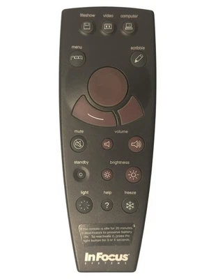 InFocus Projector Remote Control Model with Freeze Light Video Buttons - Image 1 of 3