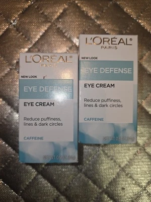 L'Oreal Eye Defense Eye Cream w/Caffeine & Hyaluronic Acid 0.5 oz Lot Of 2 - Image 1 of 4