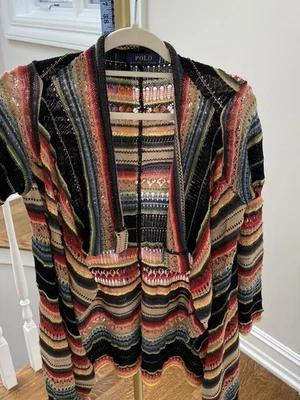 Ralph Lauren Cardigan Women Small Multicolor  Linen Silk Serape Knit Open - Image 1 of 4