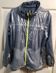 FOGG TOGGS HOODED FULL ZIP FRONT RAIN JACKET M/L GREY BLUE/LIME 100% POLYESTER - Bild 1 von 19