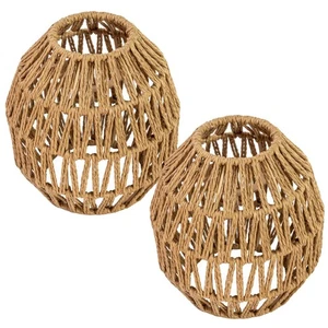 Rattan Lampenschirme, Geflecht Geflecht Hängelampe Abdeckungen Schirm, Rattan Boho Schirm Fo... - Bild 1 von 9