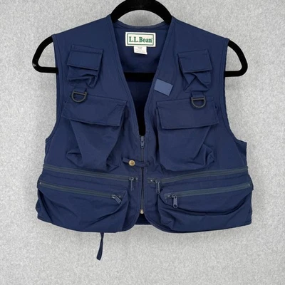 LL Bean VTG Fishing Tactical Vest Size L Blue Cargo Pockets Outdoor Sportsman - Image 1 of 4