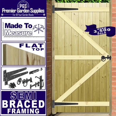 Custom Made to Measure Tongue & Groove Semi-Braced Flat Top Wooden Timber Door - Image 1 of 4