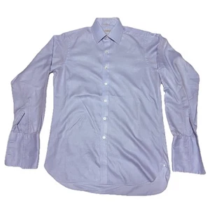 Turnbull Asser French Cuff Dress Shirt Mens 15 1/2 39cm Blue London Bespoke - Picture 1 of 8