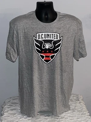 DC UNITED MLS SOCCER GREY WORDMARK SHORT SLEEVE SHIRT MENS LARGE NWOT - Image 1 of 2