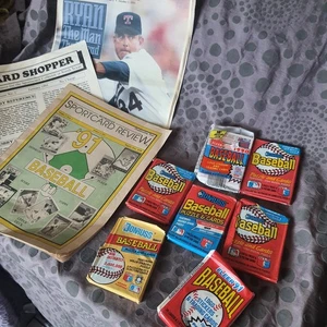 Lote de 7 paquetes de tarjetas de béisbol vintage + revistas Fleer Donruss Nolan Ryan - Imagen 1 de 9